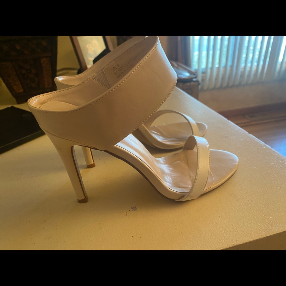 4” sexy strap shoes nude and white worn once